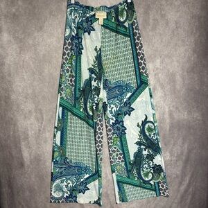 Chico's Blue and Green Paisley Wide Leg Pants Size 0